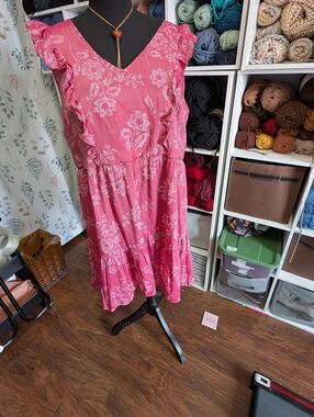 Como Vintage Women's Ruffle Sleeve Pullover Dress-sz XL